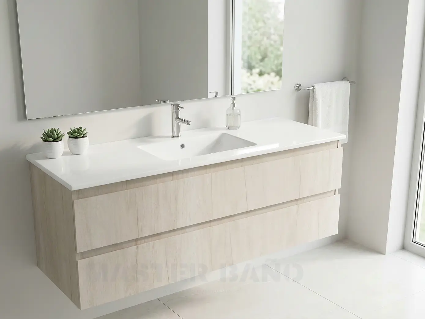 Mueble vanitorio aereo con cubierta de loza de 120 cm / M3-1201-A / Toscana 1