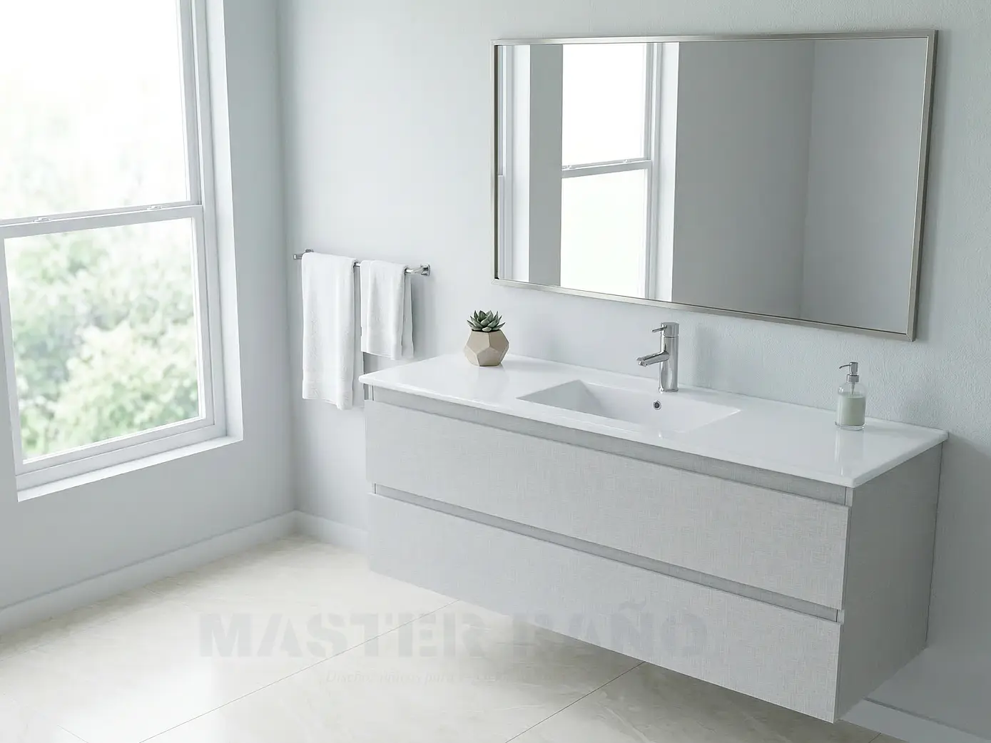 Mueble vanitorio aereo con cubierta de loza de 120 cm / M3-1201-A / Giorno 1