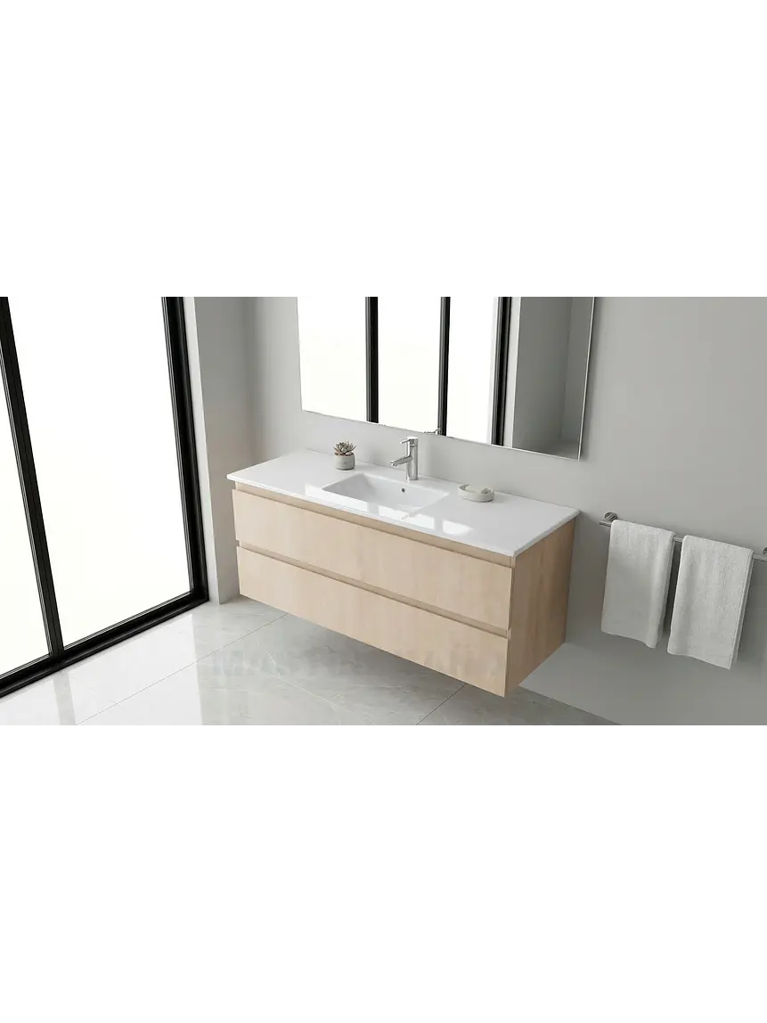 Mueble vanitorio aereo con cubierta de loza de 120 cm / M3-1201-A / Rustico 1