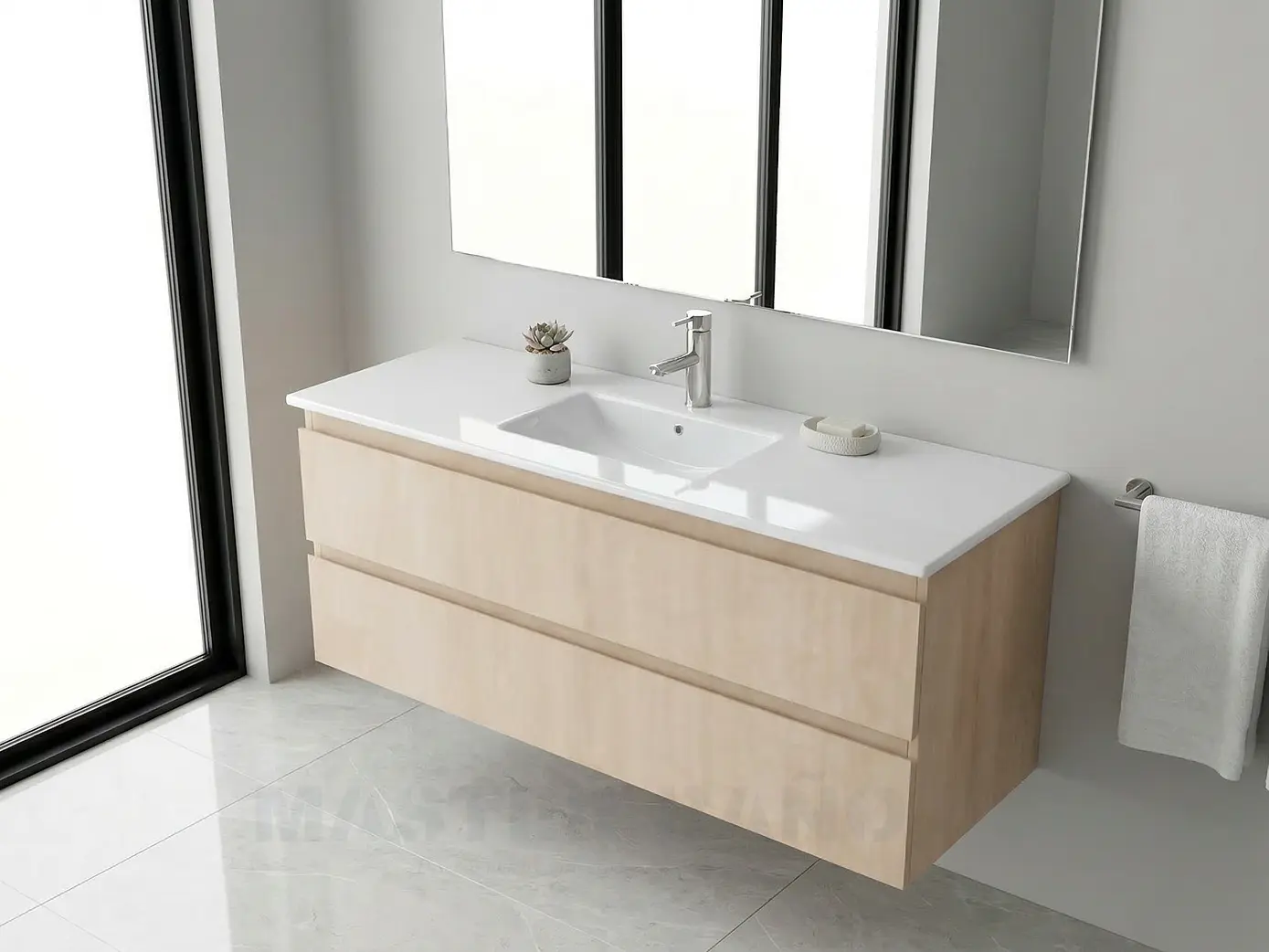 Mueble vanitorio aereo con cubierta de loza de 120 cm / M3-1201-A / Rustico 1