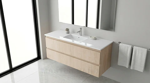 Mueble vanitorio aereo con cubierta de loza de 120 cm / M3-1201-A / Rustico