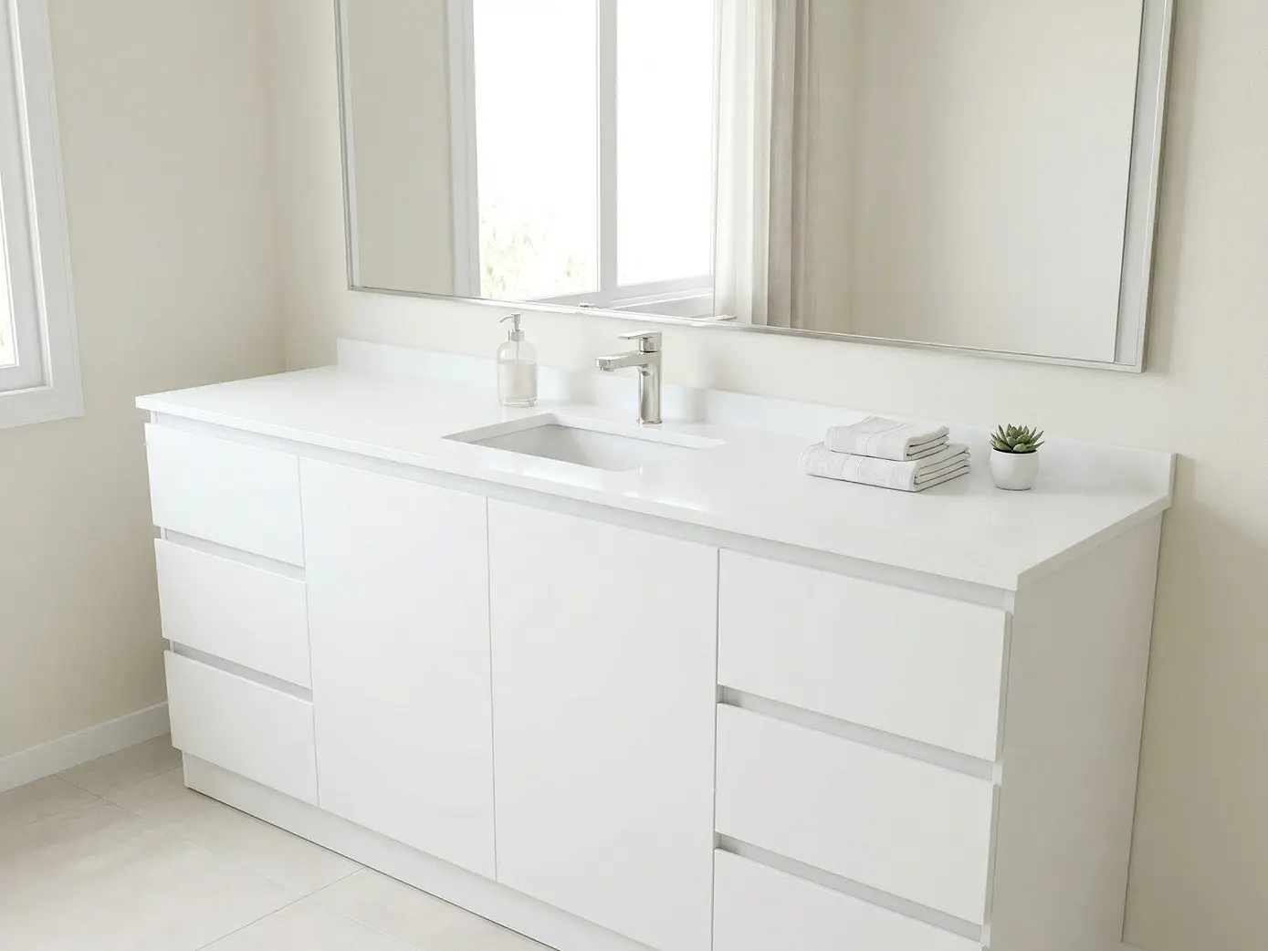 Mueble vanitorio simple al piso de 180 cm / M2-1838 / Blanco 1