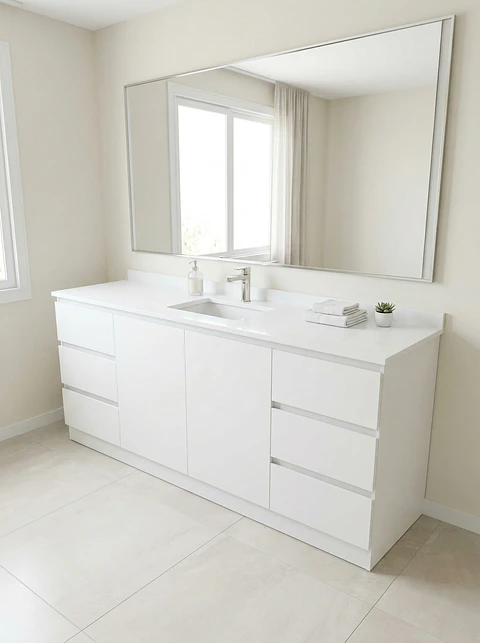 Mueble vanitorio simple al piso de 180 cm / M2-1838 / Blanco