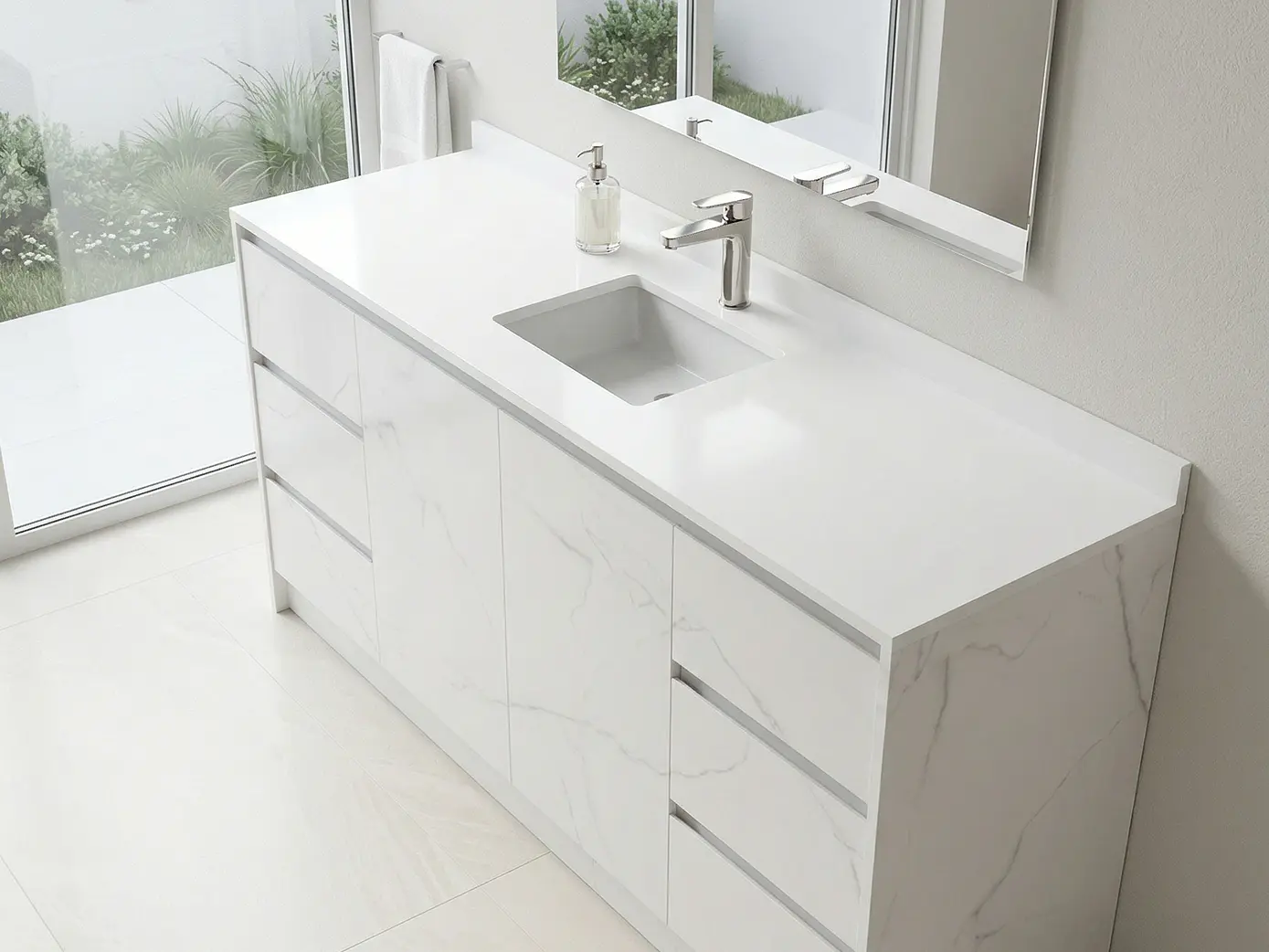 Mueble vanitorio simple al piso de 180 cm / M2-1838 / Marmara 1