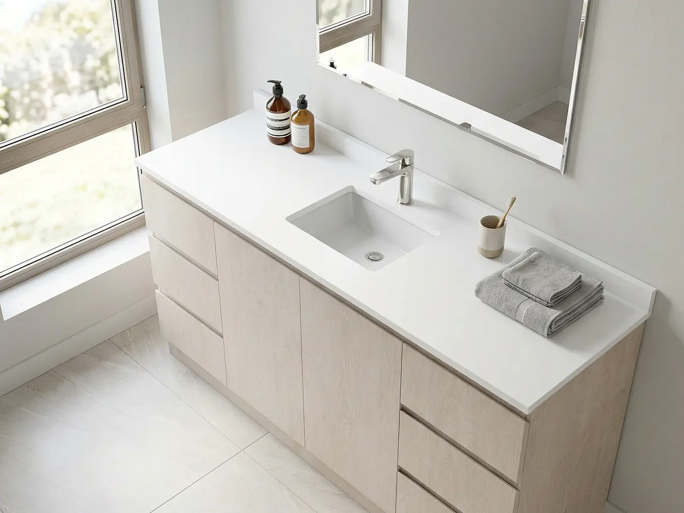 Mueble vanitorio simple al piso de 190cm / M2-1938 / Provenzal 1