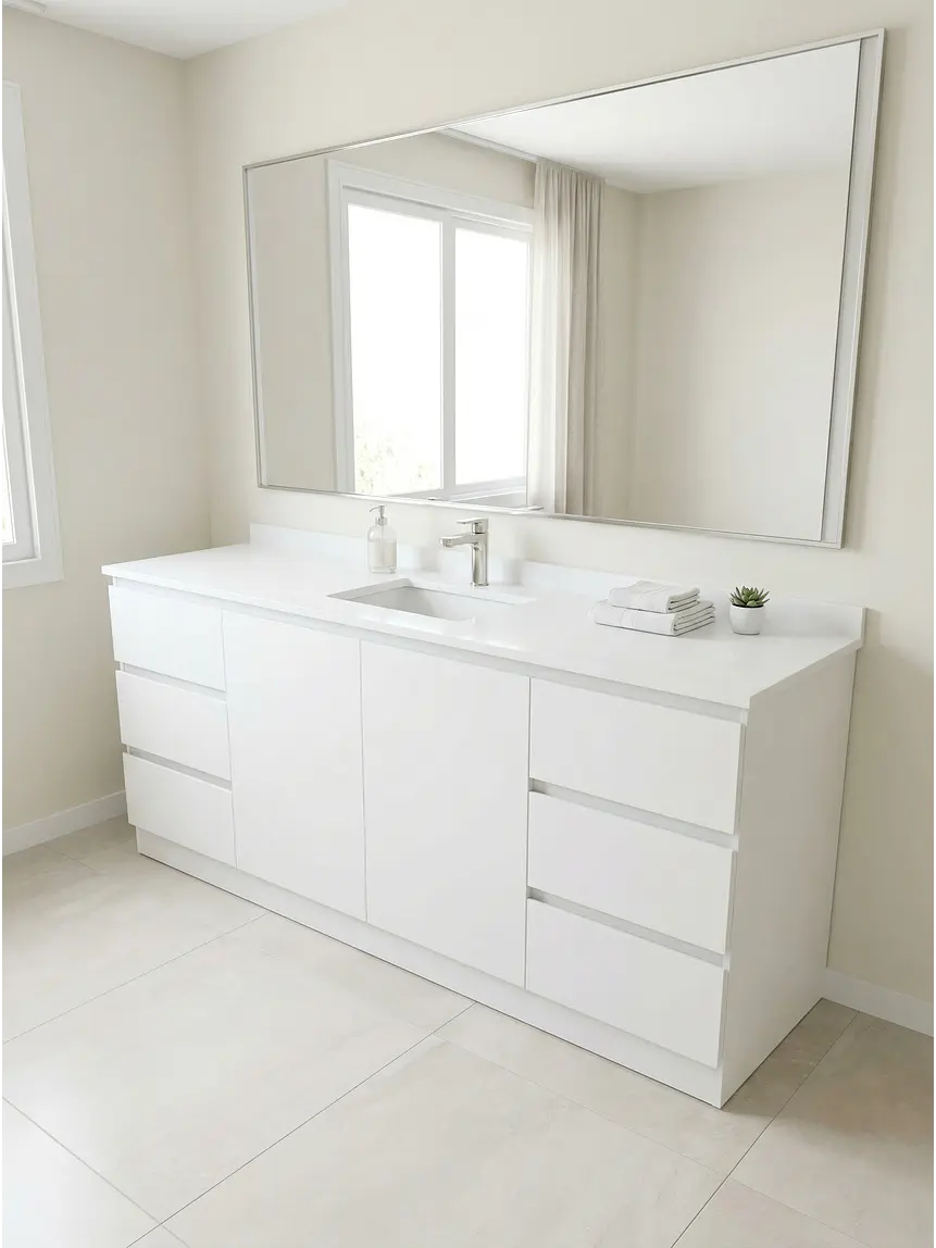 Mueble vanitorio simple al piso de 160 cm / M2-1638 / Blanco 1