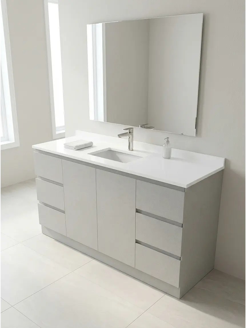 Mueble vanitorio al piso de 150 cm con cubierta de cuarzo M2-1538 / Giorno  1