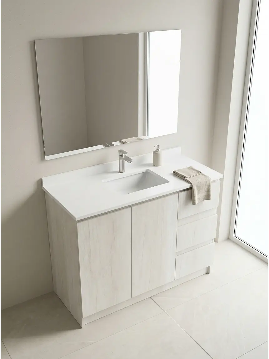 Mueble vanitorio al piso de 120 cm con cubierta de cuarzo M2-1238 / Toscana 1
