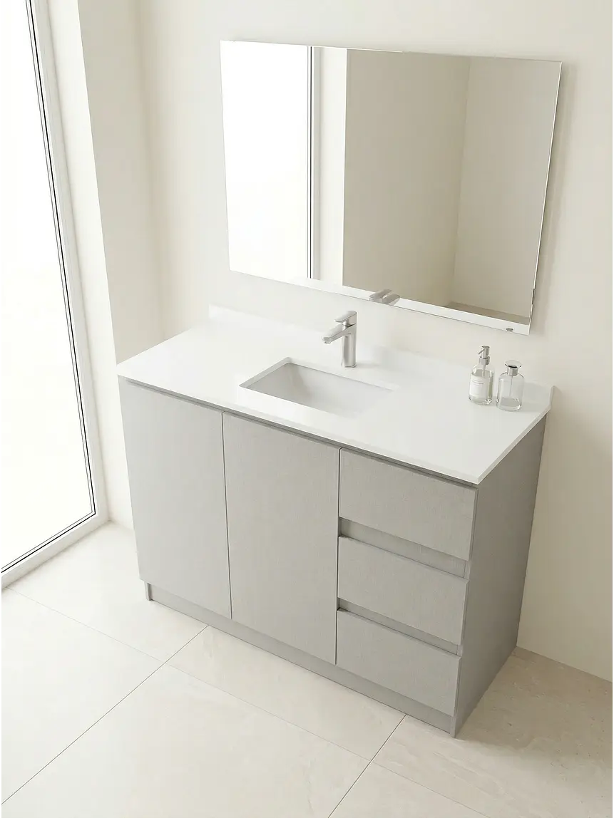 Mueble vanitorio al piso de 120 cm con cubierta de cuarzo M2-1238 / Giorno 1
