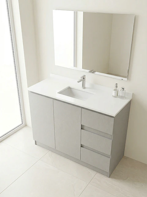 Mueble vanitorio al piso de 120 cm con cubierta de cuarzo M2-1238 / Giorno