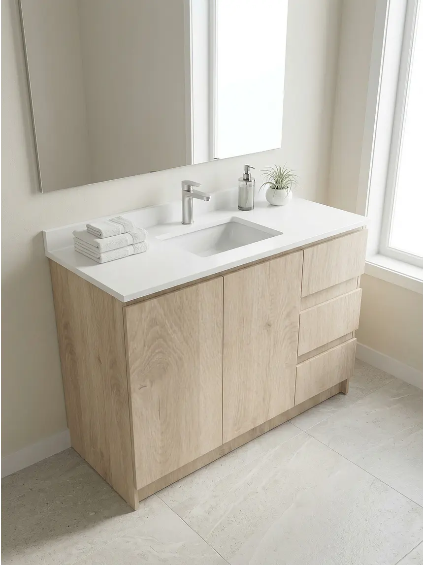 Mueble vanitorio al piso de 120 cm con cubierta de cuarzo M2-1238 / Jerez 1