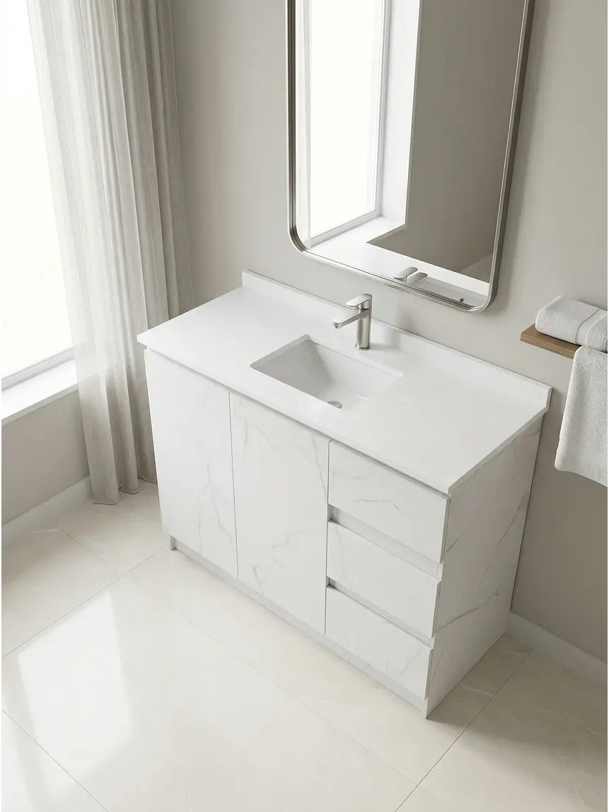 Mueble vanitorio al piso de 120 cm con cubierta de cuarzo M2-1238 / Marmara 1