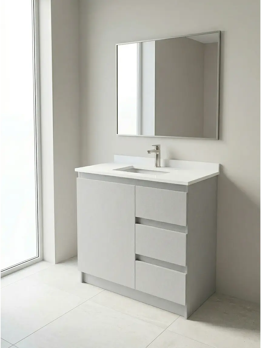 Mueble vanitorio al piso de 80 cm con cubierta de cuarzo M2-838 / Notte 1