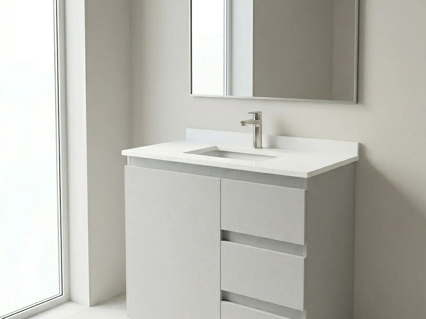 Mueble vanitorio al piso de 80 cm con cubierta de cuarzo M2-838 / Notte 1