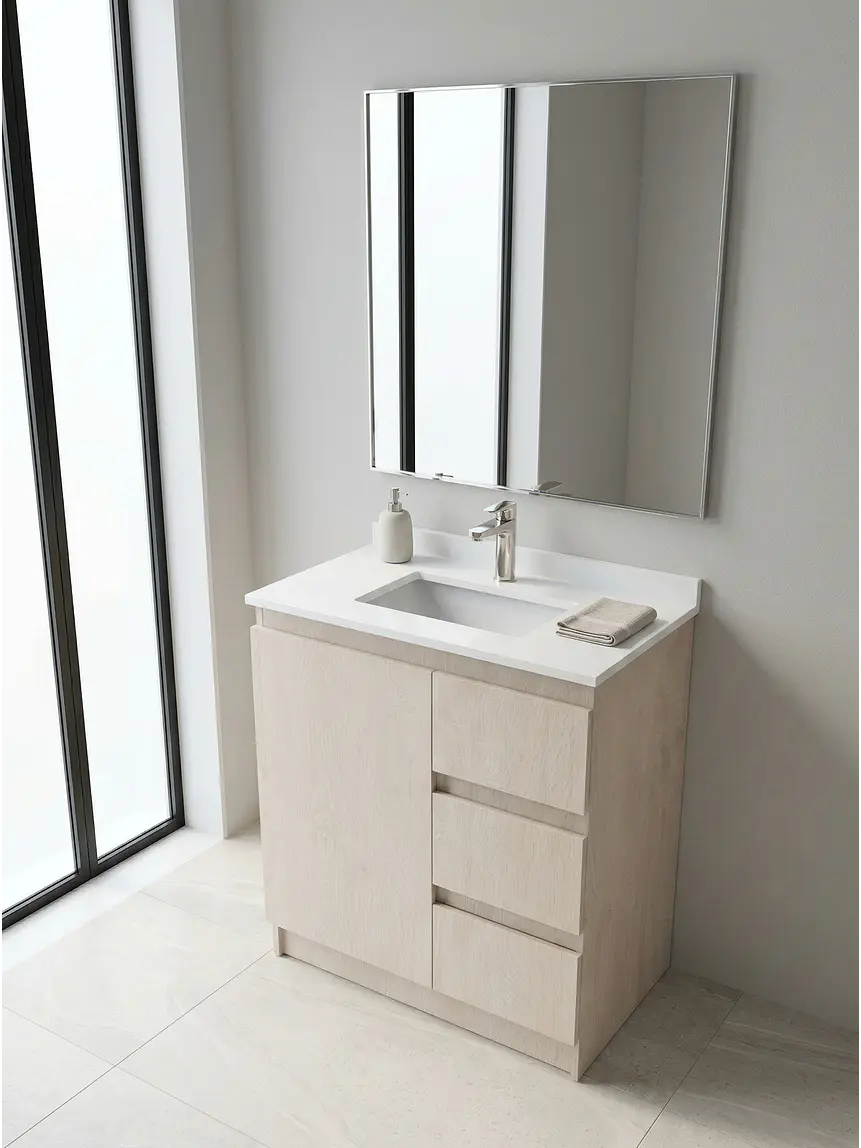 Mueble vanitorio al piso de 80 cm con cubierta de cuarzo M2-838 / Provenzal 1