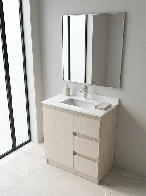 Mueble vanitorio al piso de 80 cm con cubierta de cuarzo M2-838 / Provenzal
