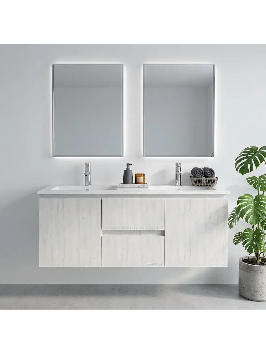 Mueble vanitorio Doble Aéreo  de 120 cm con cubierta de loza / M2 1