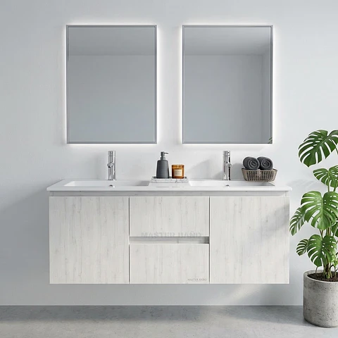 Mueble vanitorio Doble Aéreo  de 120 cm con cubierta de loza / M2