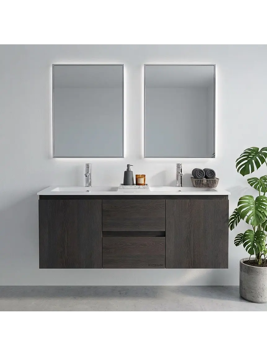Mueble vanitorio Doble Aéreo  de 120 cm con cubierta de loza / M2 4