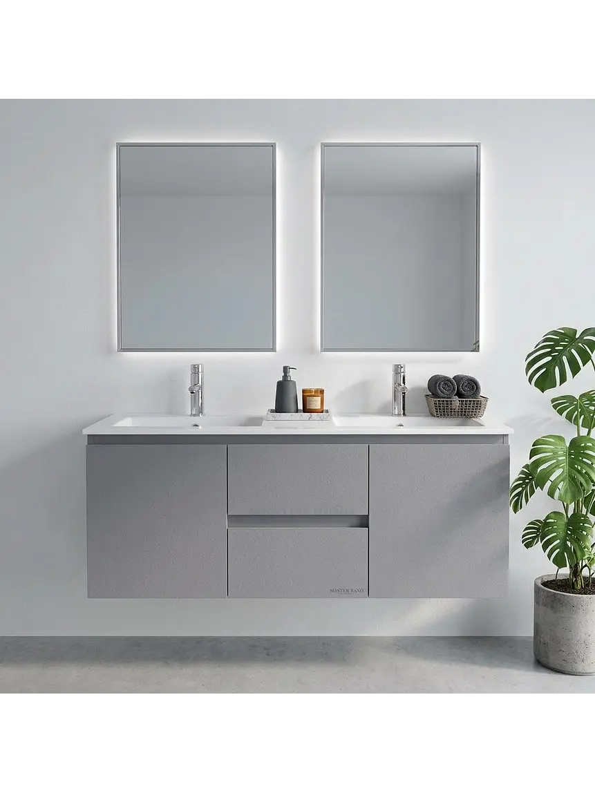 Mueble vanitorio Doble Aéreo  de 120 cm con cubierta de loza / M2 5