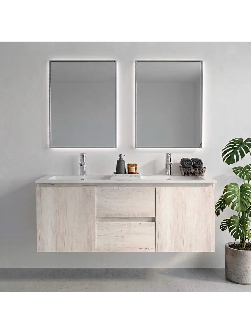 Mueble vanitorio Doble Aéreo  de 120 cm con cubierta de loza / M2 6
