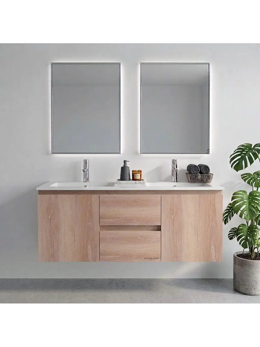 Mueble vanitorio Doble Aéreo  de 120 cm con cubierta de loza / M2 8