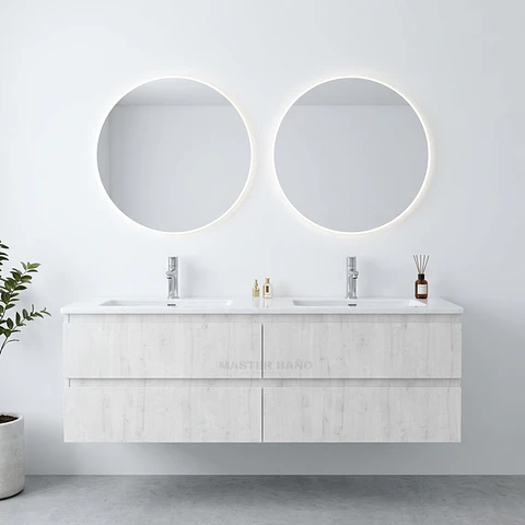 Mueble vanitorio Doble Aéreo  de 120 cm con cubierta de loza / M3