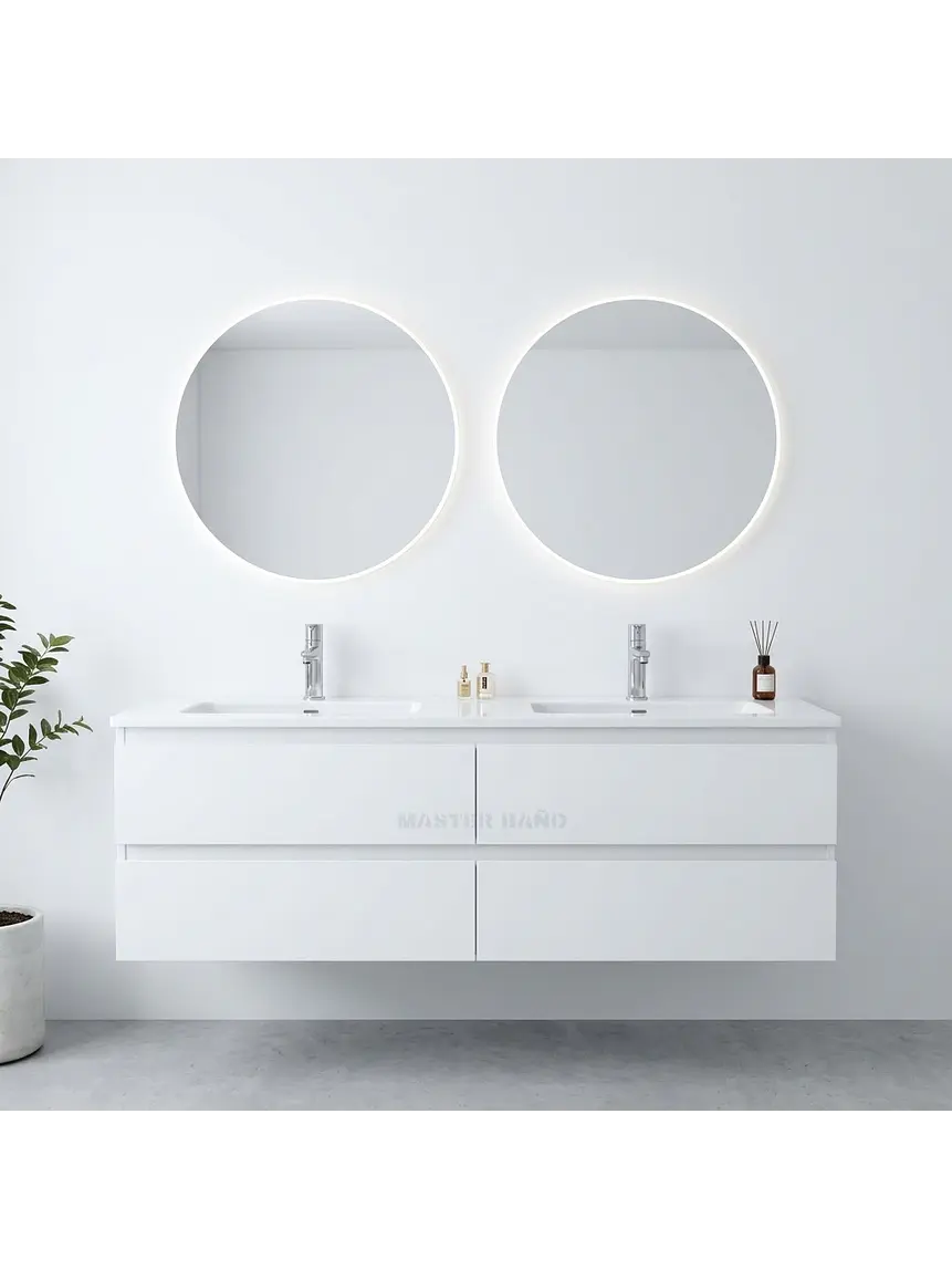 Mueble vanitorio Doble Aéreo  de 120 cm con cubierta de loza / M3 2