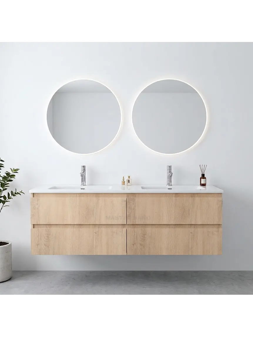 Mueble vanitorio Doble Aéreo  de 120 cm con cubierta de loza / M3 3