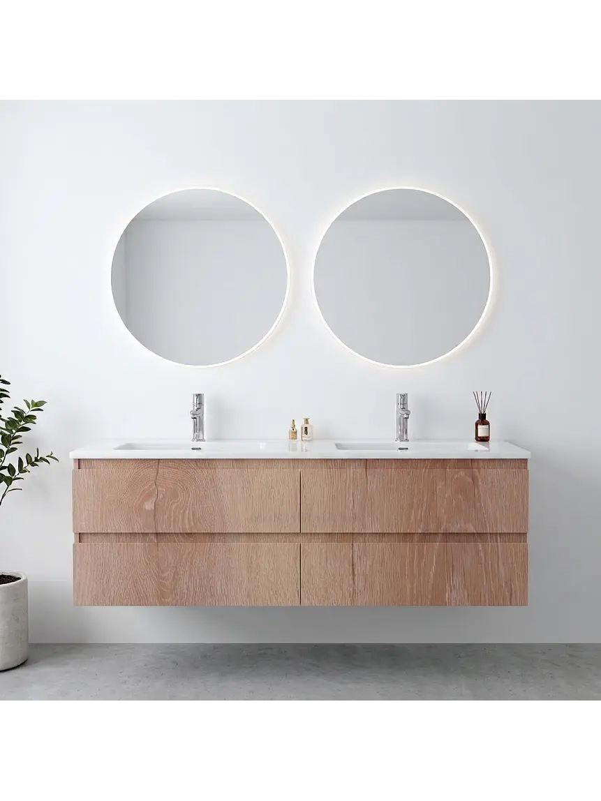 Mueble vanitorio Doble Aéreo  de 120 cm con cubierta de loza / M3 4