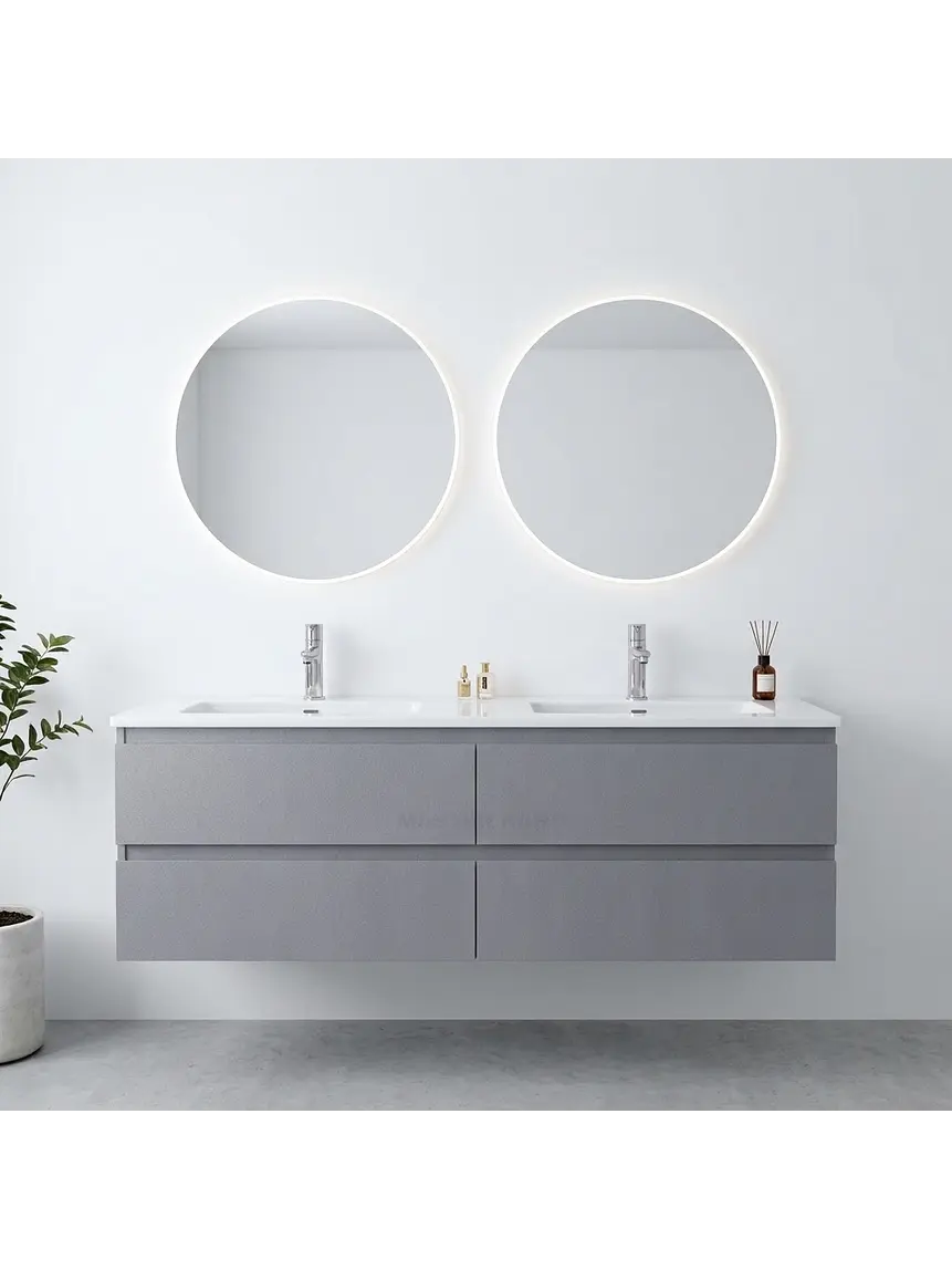 Mueble vanitorio Doble Aéreo  de 120 cm con cubierta de loza / M3 6