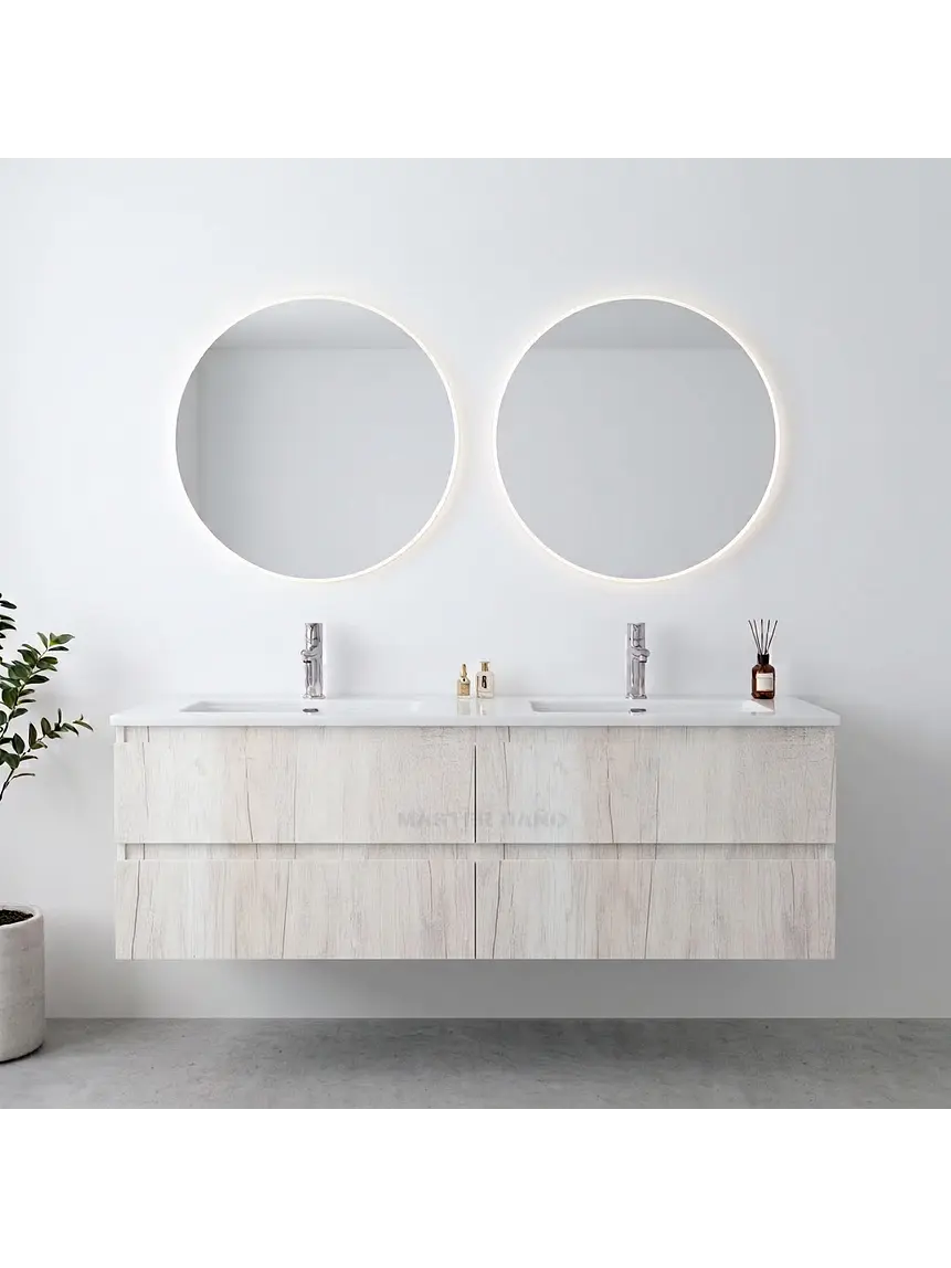 Mueble vanitorio Doble Aéreo  de 120 cm con cubierta de loza / M3 7