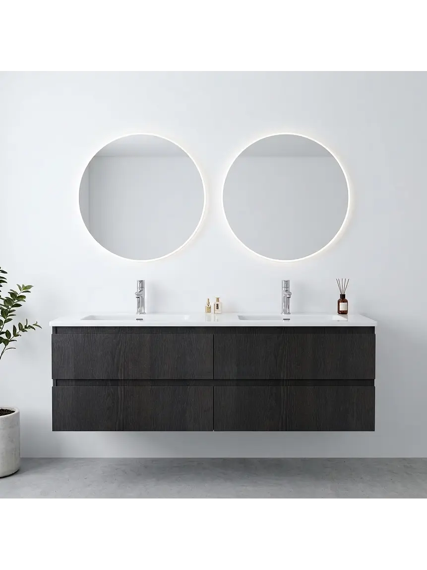Mueble vanitorio Doble Aéreo  de 120 cm con cubierta de loza / M3 8