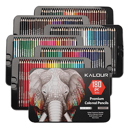 Set 180 Lápices Colores Profesional Dibujo Caja Metálica