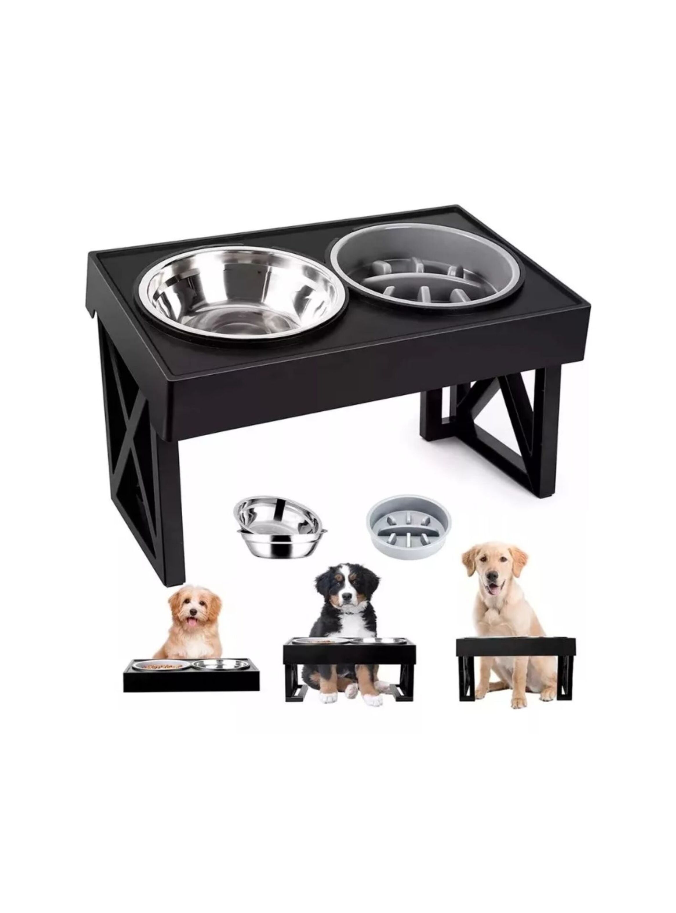 Comedero Bebedero Ajustable Para Mascotas Cuencos Elevados