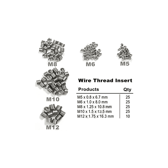 Kit 131 Insertos Helicoil Reparacion Hilos Dañados