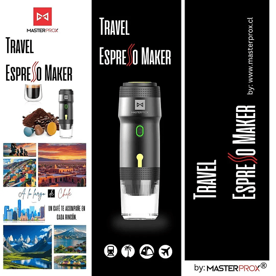 Cafetera Portátil Espresso Premium 7500mah Recargable Compatible Cápsulas Y Café Molido 3 En 1 Original 2.0 By Master Prox®