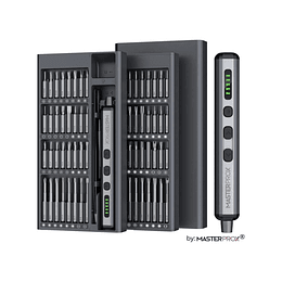 Mini Destornillador Y Atornillador Electrico Inalambrico Recargable 68 En 1 Puntas Magneticas Premium By Master Prox Gris
