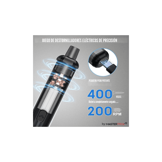 Mini Destornillador Y Atornillador Electrico Inalambrico Recargable 68 En 1 Puntas Magneticas Premium By Master Prox Gris