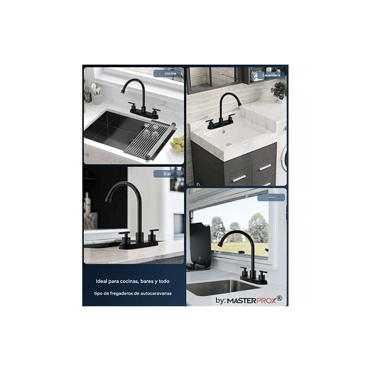 Llave Combinacion Lavaplatos Acero Inoxidable Sus304 Premium Negra