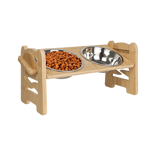 Comedero Y Bebedero Para Mascotas Madera Inclinación Y Altura Ajustable Perros Y Gatos