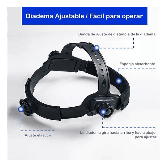 Máscara Careta Soldar Fotosensible Cinta Acolchada Color Negro