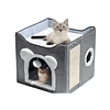 Cama Casa Para Gato Mascota Plegable Con Rascador Juguete Color Gris