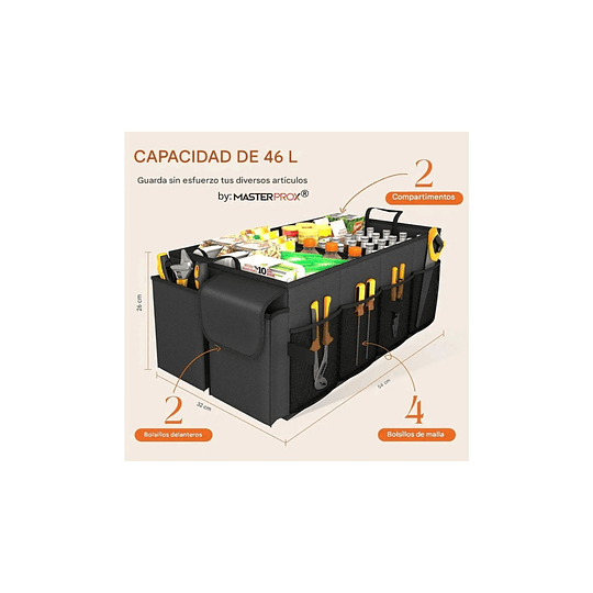 Organizador De Maletero Plegable Premium 3 Compartimientos Para Auto Suv Y Camioneta