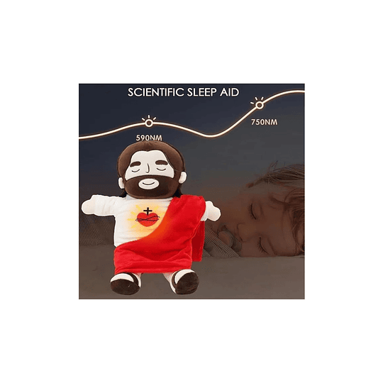 Peluche De Jesús Que Respiras Con Música Y Luces Peluche De Jesus Que Respira, Nuevo Jesús Peluches Para La Ansiedad, 4 Modos, Volumen Ajustable, Suave Dios De Muñeco Para Dormir, Con Música Y Luces