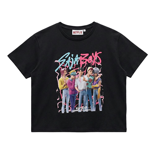 T-shirt Infantil Saja Boys K-Pop Demon Hunters 100% Algodão (6-14 anos) 1
