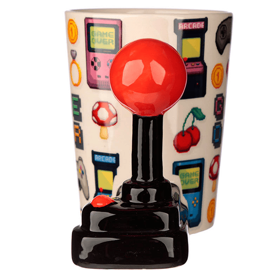 Caneca 3D Gaming Pixel Game Over com Asa Joystick 11cm 2