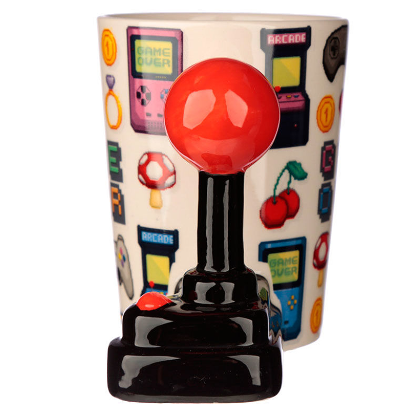 Caneca 3D Gaming Pixel Game Over com Asa Joystick 11cm 2
