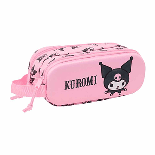 Estojo 3D Kuromi Hello Kitty Duplo com Fecho 21cm