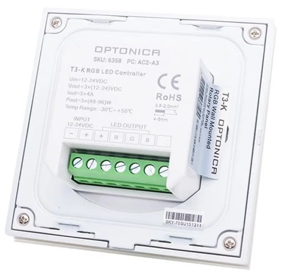 Controlador LED RGB T3-K Optonica Branco 12A 244W/488W (SKU 6358) 2